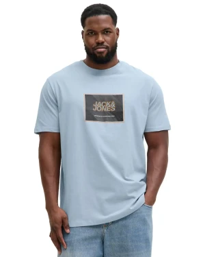 Duża męska koszulka z nadrukiem t-shirt Jack & Jones 12295987 błękitny (4XL) | 4XL