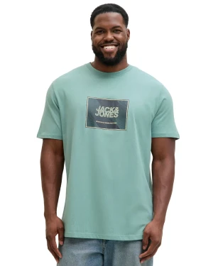 Duża męska koszulka z nadrukiem t-shirt Jack & Jones 12295987 miętowy (5XL) | 5XL