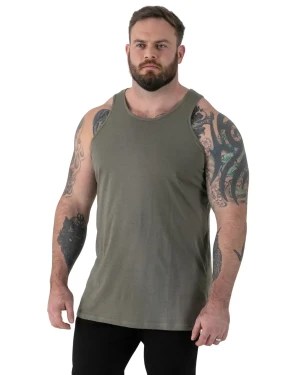 Duża męska koszulka bokserka na ramiączkach Duke D555 Fabio khaki (2XL) | 2XL