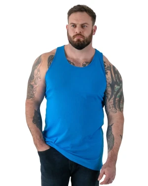 Duża męska koszulka bokserka na ramiączkach Duke D555 Fabio niebieska (8XL) | 8XL