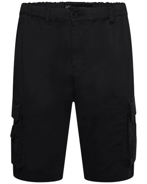 Duże męskie krótkie spodenki bojówki gumka w pasie Kam 3404 czarne (3XL) | 3XL