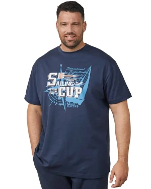 Duży męski t-shirt z nadrukiem 61119-0580 North Latitude granatowy (7XL) | 7XL