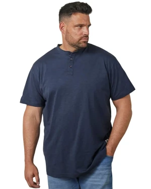 Duży męski gładki t-shirt koszulka z guzikami North Latitude 61126-0580 granatowa (8XL) | 8XL
