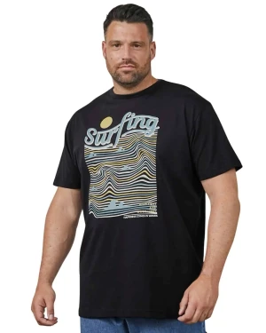 Duży męski t-shirt z efektownym nadrukiem koszulka z krótkim rękawem North Latitude 61359-0099 czarna (3XL) | 3XL