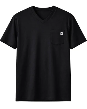 Duży męski gładki t-shirt koszulka z kieszonką North Latitude 61322-0099 czarna (3XL) | 3XL