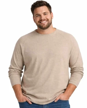 Duża męska koszulka longsleeve długi rękaw Jack & Jones 12294247 beżowy  (4XL) | 4XL