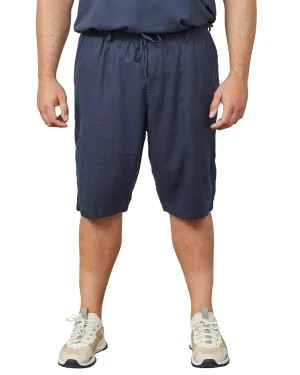Duże męskie spodenki lniane North Latitude 61154-0580 granatowe (3XL) | 3XL