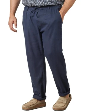 Duże męskie lniane spodnie prosta nogawka North Latitude 61155-0580 granatowe (7XL) | 7XL