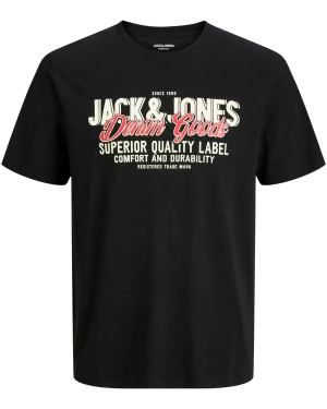 Duża męska koszulka z nadrukiem t-shirt Jack & Jones 12284905 czarny (7XL) | 7XL