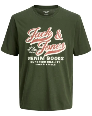 Duża męska koszulka z nadrukiem t-shirt Jack & Jones 12284905 ciemnozielony (6XL) | 6XL