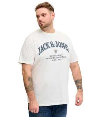 Duża męska koszulka krótki rękaw t-shirt z napisami Jack & Jones 12294518 biały (5XL) | 5XL