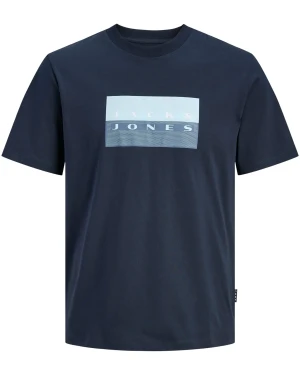 Duża męska koszulka z krótkim rękawem t-shirt z nadrukiem Jack & Jones 12297140 granatowy (4XL) | 4XL