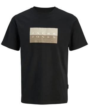 Duża męska koszulka z krótkim rękawem t-shirt z nadrukiem Jack & Jones 12297140 czarny (5XL) | 5XL