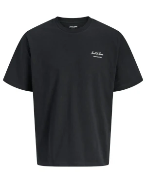 Duża męska koszulka z krótkim rękawem t-shirt z subtelnym napisem Jack & Jones 12289683 czarny (6XL) | 6XL