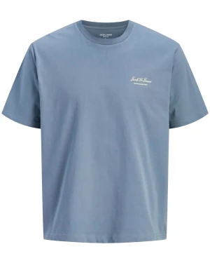 Duża męska koszulka z krótkim rękawem t-shirt z subtelnym napisem Jack & Jones 12289683 błękitny (6XL) | 6XL