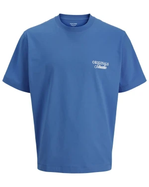 Duża męska koszulka krótki rękaw t-shirt z nadrukiem na plecach Jack & Jones 12288197 niebieski (6XL) | 6XL