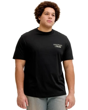 Duża męska koszulka krótki rękaw t-shirt z nadrukiem na plecach Jack & Jones 12288197 czarny (6XL) | 6XL