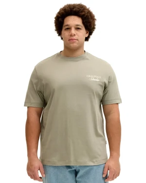 Duża męska koszulka krótki rękaw t-shirt z nadrukiem na plecach Jack & Jones 12288197 khaki (4XL) | 4XL