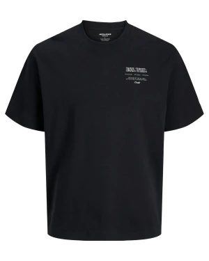 Duża męska koszulka krótki rękaw t-shirt z efektownym nadrukiem na plecach Jack & Jones 12279891 czarny (4XL) | 4XL