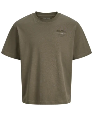 Duża męska koszulka krótki rękaw t-shirt z efektownym nadrukiem na plecach Jack & Jones 12279891 jasnobrązowy (6XL) | 6XL