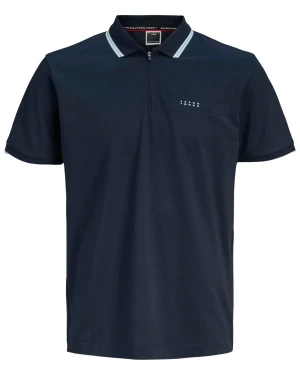 Duża męska koszulka polo z zamkiem Jack & Jones 12297139 granatowa (6XL) | 6XL