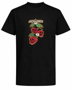 Duża męska koszulka z krótkim rękawem t-shirt z zabawnym nadrukiem Jack&Jones 12297246 czarny (4XL) | 4XL