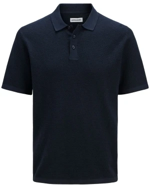 Duża męska strukturalna koszulka polo z kołnierzykiem Jack & Jones 12269087 granatowa (7XL) | 7XL