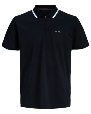 Duża męska koszulka polo z zamkiem Jack & Jones 12297139 czarna (6XL) | 6XL