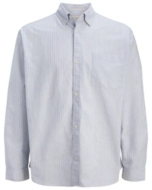 Duża koszula męska w delikatne paski długi rękaw Jack & Jones 12291898 błękitna (7XL) | 7XL