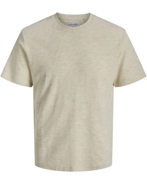 Duża męska koszulka strukturalna krótki rękaw t-shirt Jack & Jones 12294528 beżowy (7XL) | 7XL