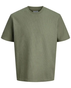 Duża męska koszulka strukturalna krótki rękaw t-shirt Jack & Jones 12294528 khaki (7XL) | 7XL