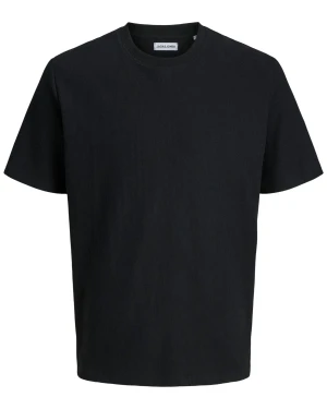 Duża męska koszulka strukturalna krótki rękaw t-shirt Jack & Jones 12294528 czarny (6XL) | 6XL
