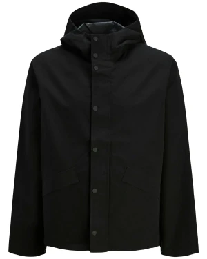 Duża męska kurtka przeciwdeszczowa z kapturem Jack & Jones 12293344 czarna  (7XL) | 7XL