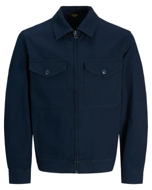 Duża męska lekka kurtka przejściowa z kołnierzykiem Jack & Jones 12294853 granatowa (7XL) | 7XL