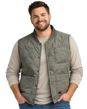 Duży męski bezrękawnik pikowany kamizelka Jack & Jones 12298561 khaki (6XL) | 6XL