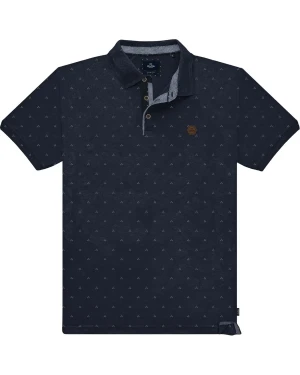 Duża męska koszulka polo delikatny wzór Double Urban Outfitters PS-3081 granatowa (9XL) | 9XL
