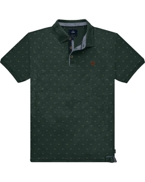 Duża męska koszulka polo delikatny wzór Double Urban Outfitters PS-3081 ciemnozielona (9XL) | 9XL