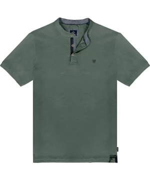 Duża męska koszulka polo na stójce gładka Double Urban Outfitters PS-3083 zielona (8XL) | 8XL