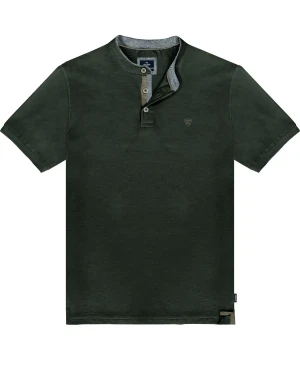 Duża męska koszulka polo na stójce gładka Double Urban Outfitters PS-3083 ciemnozielona (9XL) | 9XL