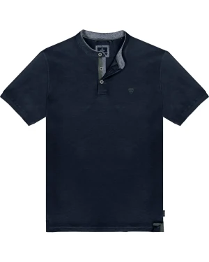 Duża męska koszulka polo na stójce gładka Double Urban Outfitters PS-3083 granatowa (5XL) | 5XL