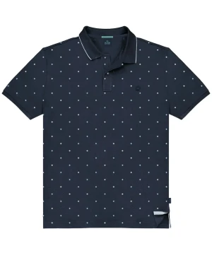Duża męska polówka koszulka z kołnierzykiem wzorzysta Double Urban Outfitters PS-3080 granatowa (4XL) | 4XL