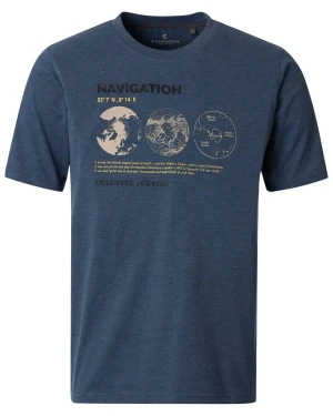 Duża męska koszulka t-shirt z nadrukiem Casa Moda 126340001-125 granatowy (4XL) | 4XL