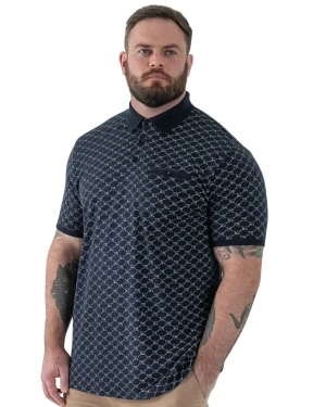 Duża męska koszulka polo wzorzysta z krótkim rękawem Saunders Duke D555 granatowa (6XL) | 6XL