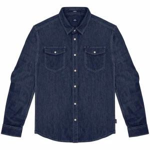 Duża męska koszula jeansowa z długim rękawem Double Urban Outfitters DS-5128 granatowa (7XL) | 7XL