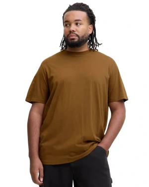 Duża męska koszulka z krótkim rękawem t-shirt gładki Jack & Jones 12250623 jasnobrązowy (5XL) | 5XL