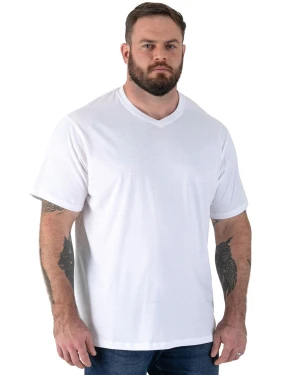 Duża koszulka męska z dekoltem w serek Duke D555 Signature V-neck biała (5XL) | 5XL