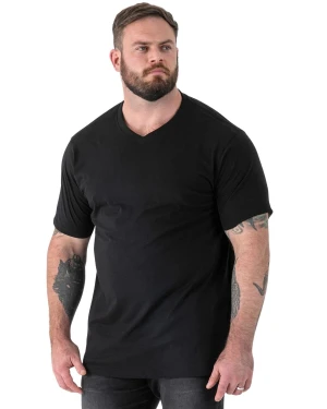 Duża koszulka męska z dekoltem w serek Duke D555 Signature V-neck czarna (4XL) | 4XL