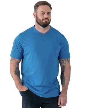 Duża koszulka męska z dekoltem w serek Duke D555 Signature V-neck niebieska (6XL) | 6XL