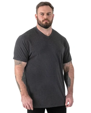 Duża koszulka męska z dekoltem w serek Duke D555 Signature V-neck ciemnoszara (5XL) | 5XL