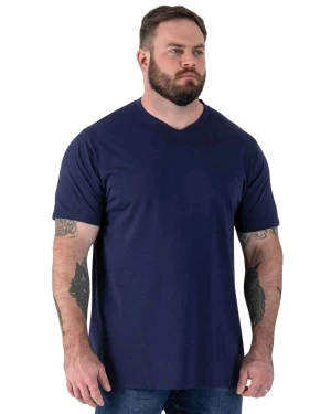 Duża koszulka męska z dekoltem w serek Duke D555 Signature V-neck granatowa (7XL) | 7XL